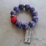 Purple Jasper Stretch Bracelet With A Red Pop Of..